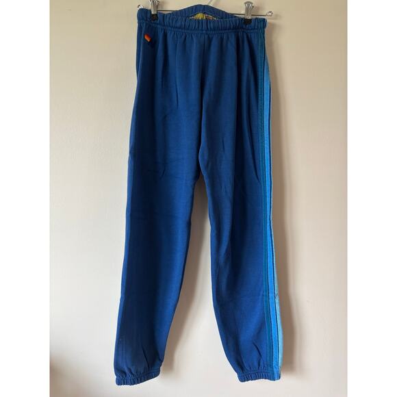 AVIATOR NATION Classic Stripe Sweatpants Navy Blue Stripes S - Picture 1 of 6